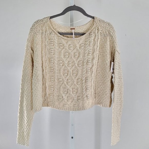 FREE PEOPLE  changing tides cropped sweater Sz XS NEW - Picture 8 of 10